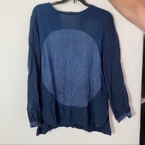 Blue Cosmic Wonder Silk Cotton Linen Circle Top